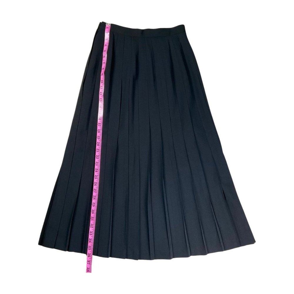 Austin Reed Vintage Pleated Black Wool Midi Skirt Size 10 29" - Picture 4 of 9